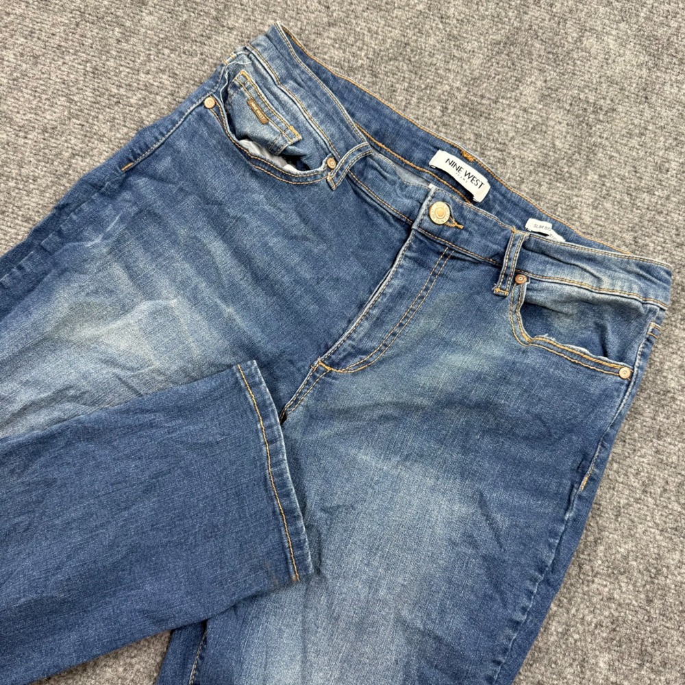 Nine West Slim Boyfriend Jeans 10 Blue Stretch Denim Women